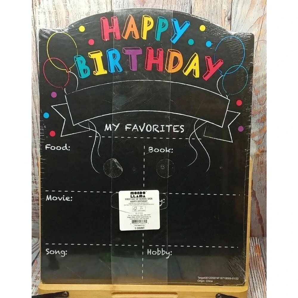 Mondo Llama Double Sided Birthday Chalkboard Sign Reusable Photo Prop Milestone